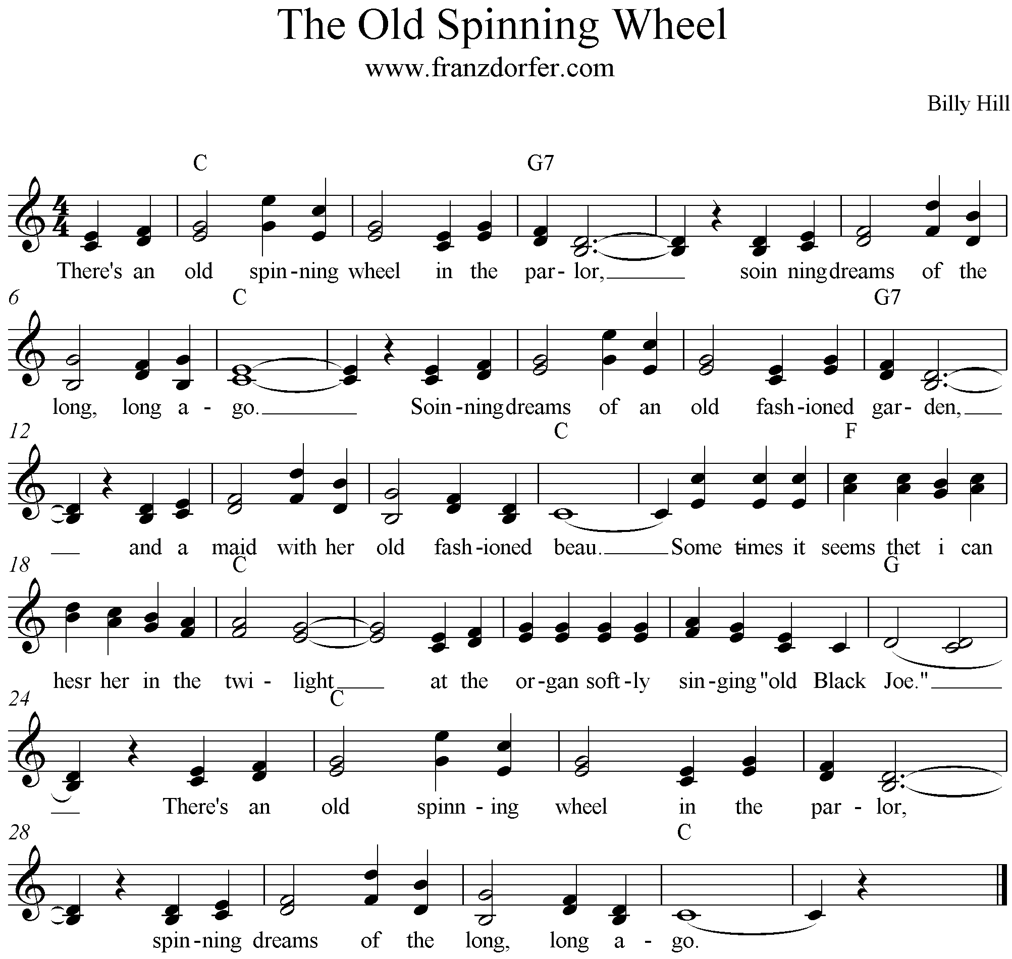 The Old Spinning Wheel Song, C-Major